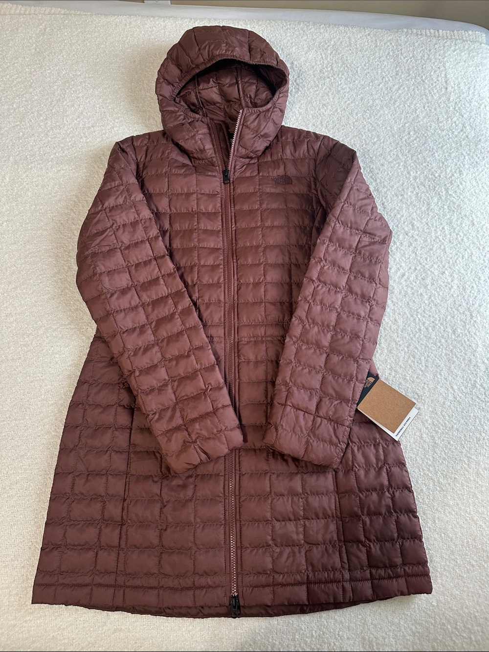 The North Face Women's Hooded Quilted Long Puffer Jacket - Mauve Brown - Picture 7 of 11